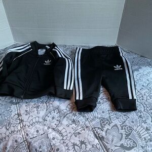 Adidas Kids Black Sweatpants & Jacket Set